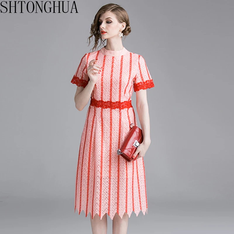 SHTONGHUA Women Fashion Lace Dress 2019 Summer Stand Party Women Crochet Lace Patckwork Striped Short Sleeve A-Line Dress
SHTONGHUA Women Fashion Lace Dress 2019 Summer Stand Party Women Crochet Lace Patckwork Striped Short Sleeve A-Line Dress