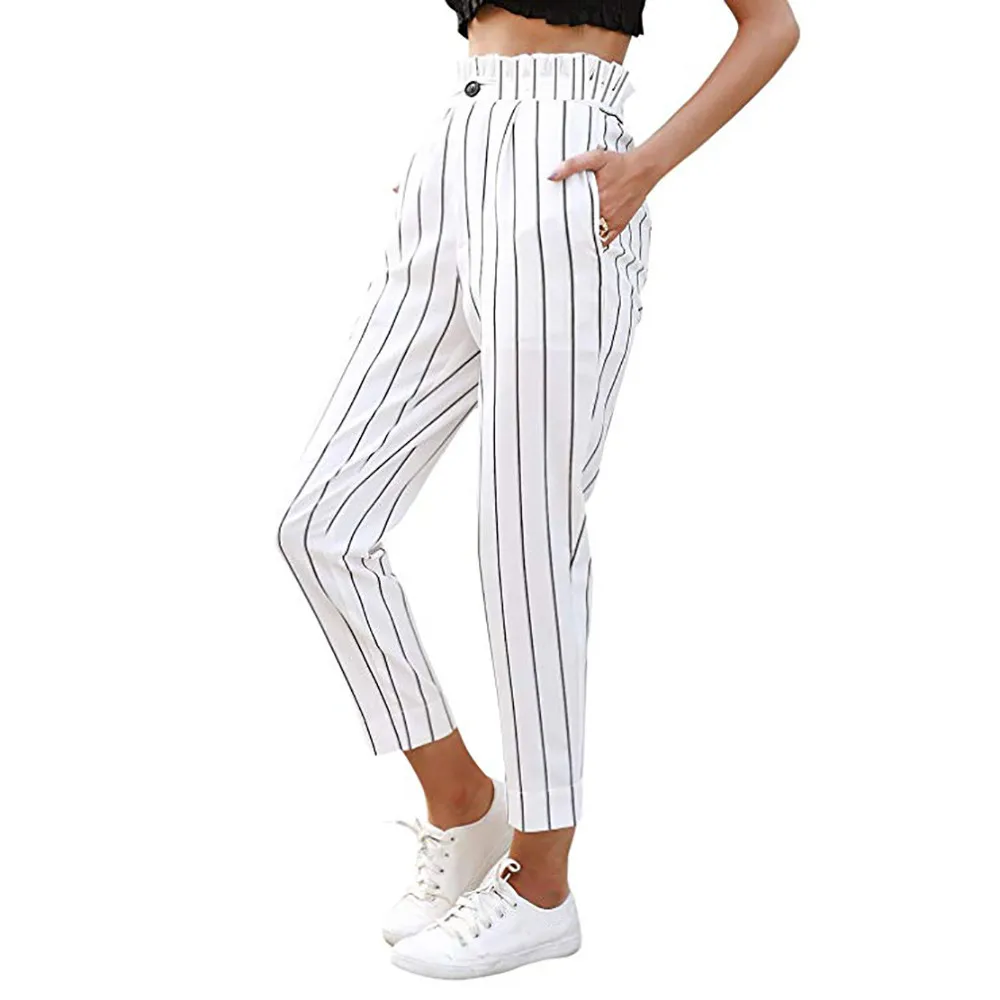 Fashion Spring Pants Women Casual Pants Women's Striped Slim Straight Leg Casual Button Pants With Pockets
Fashion Spring Pants Women Casual Pants Women's Striped Slim Straight Leg Casual Button Pants With Pockets