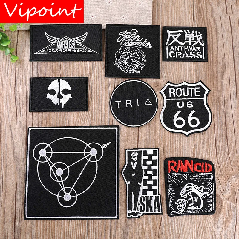 VIPOINT embroidery skull route66 patches letter black patches badges applique patches for clothing YX-244
VIPOINT embroidery skull route66 patches letter black patches badges applique patches for clothing YX-244