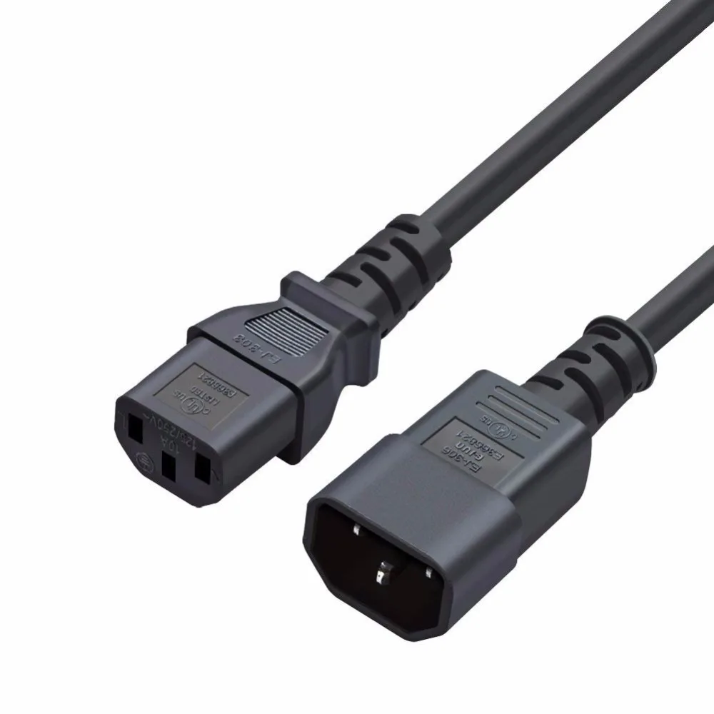 6 футов 18AWG C14 к C13 PDU стиль компьютер удлинитель питания 1 8 м/черный | Электроника