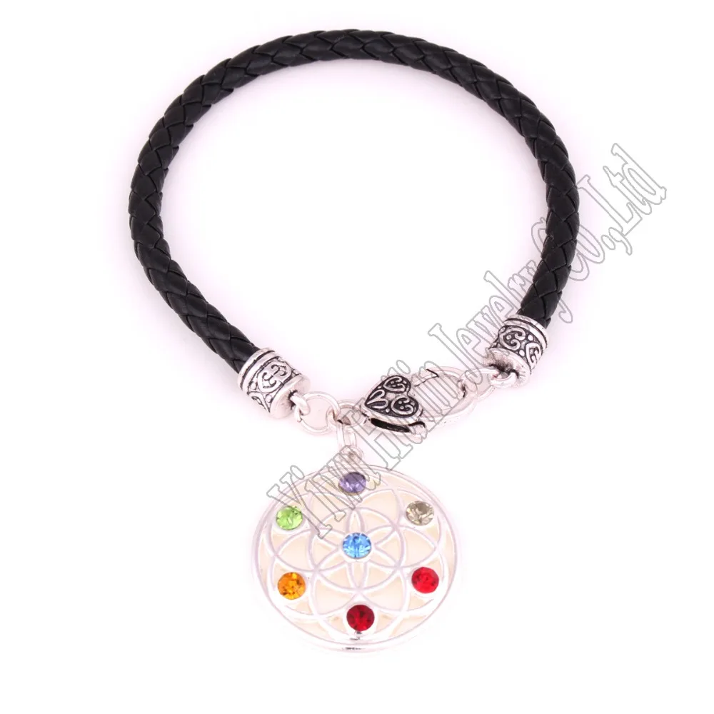 24CM length flower of life seven chakra symbol charm religious pendant Buddhist bracelet Lobster-claw-clasps
24CM length flower of life seven chakra symbol charm religious pendant Buddhist bracelet Lobster-claw-clasps