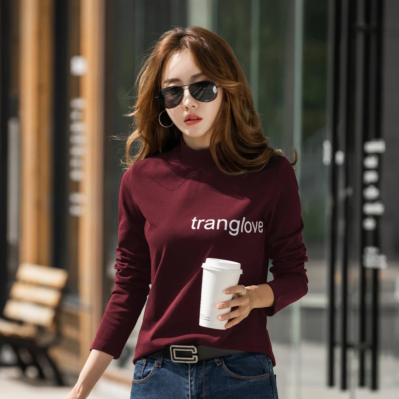 Fashion Winter Women T Shirts Cotton Long Sleeve Letter Printed Half Turtleneck Solid Tops Tee Casual Plus Size Women Tshirts
Fashion Winter Women T Shirts Cotton Long Sleeve Letter Printed Half Turtleneck Solid Tops Tee Casual Plus Size Women Tshirts