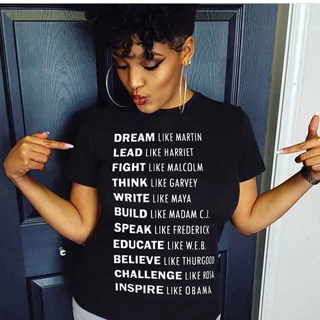 

hahayule Dream Like Martin Lead Like Harriet Black Black History Quotes Slogan T-Shirt Unisex Tumblr Fashion Casual Black Shirt