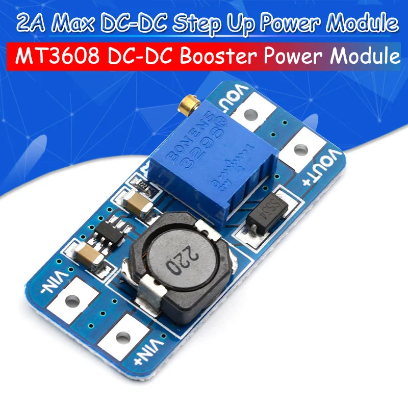 MT3608 DC-DC Step Up Converter Booster Power Supply Module Boost Step-up Board MAX output 28V 2A for arduino
MT3608 DC-DC Step Up Converter Booster Power Supply Module Boost Step-up Board MAX output 28V 2A for arduino