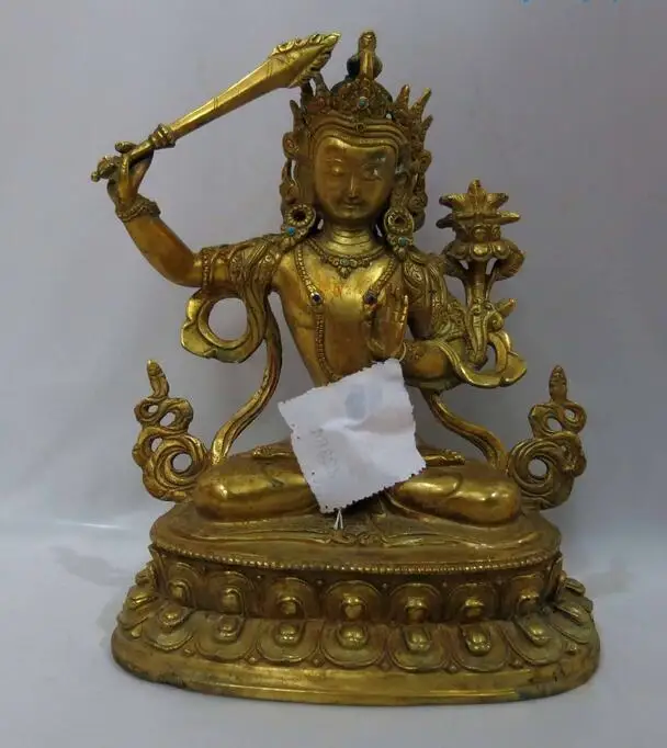 9" China Tibet gilt bronze figure Buddhism Manjusri Buddisattva Kwan-yin Statue
9" China Tibet gilt bronze figure Buddhism Manjusri Buddisattva Kwan-yin Statue