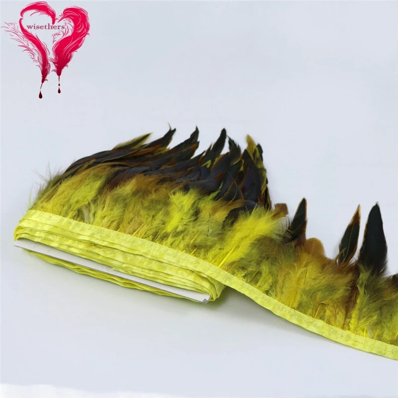11 yellow rooster feather trims 4