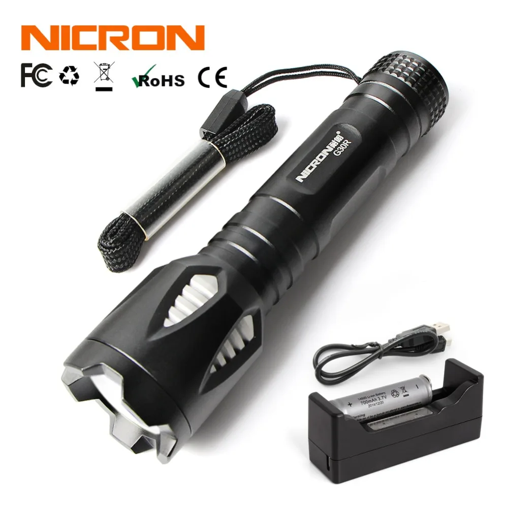 

NICRON G30R 1W Ultra Bright LED Flashlight High Brightness MINI Waterproof 3 Modes 150 Lumens Zoomable LED Torch G30R