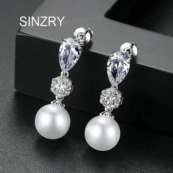 SINZRY Round synthetic Pearl Long Line Three Level Drop Earrings For Women Girl AAA Cubic Zircon Bridal Wedding Party Jewelry
SINZRY Round synthetic Pearl Long Line Three Level Drop Earrings For Women Girl AAA Cubic Zircon Bridal Wedding Party Jewelry