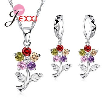 Romantic 925 Sterling Silver Cubic Zirconia Flower Necklace Earrings Set Women Elegant Wedding Anniversary Jewelry Sets
Romantic 925 Sterling Silver Cubic Zirconia Flower Necklace Earrings Set Women Elegant Wedding Anniversary Jewelry Sets