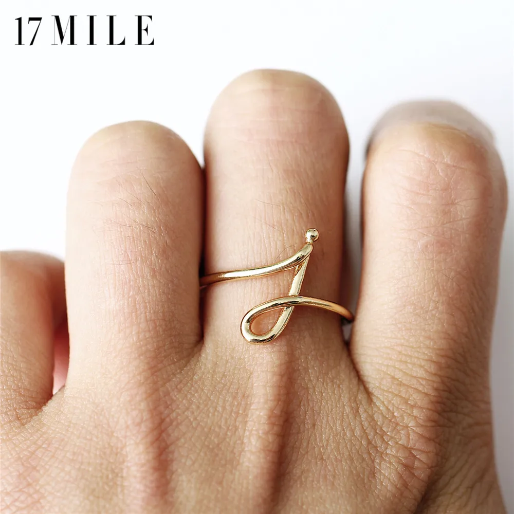 17 миля модные геометрические кольца с буквами для женщин ручной работы золотого