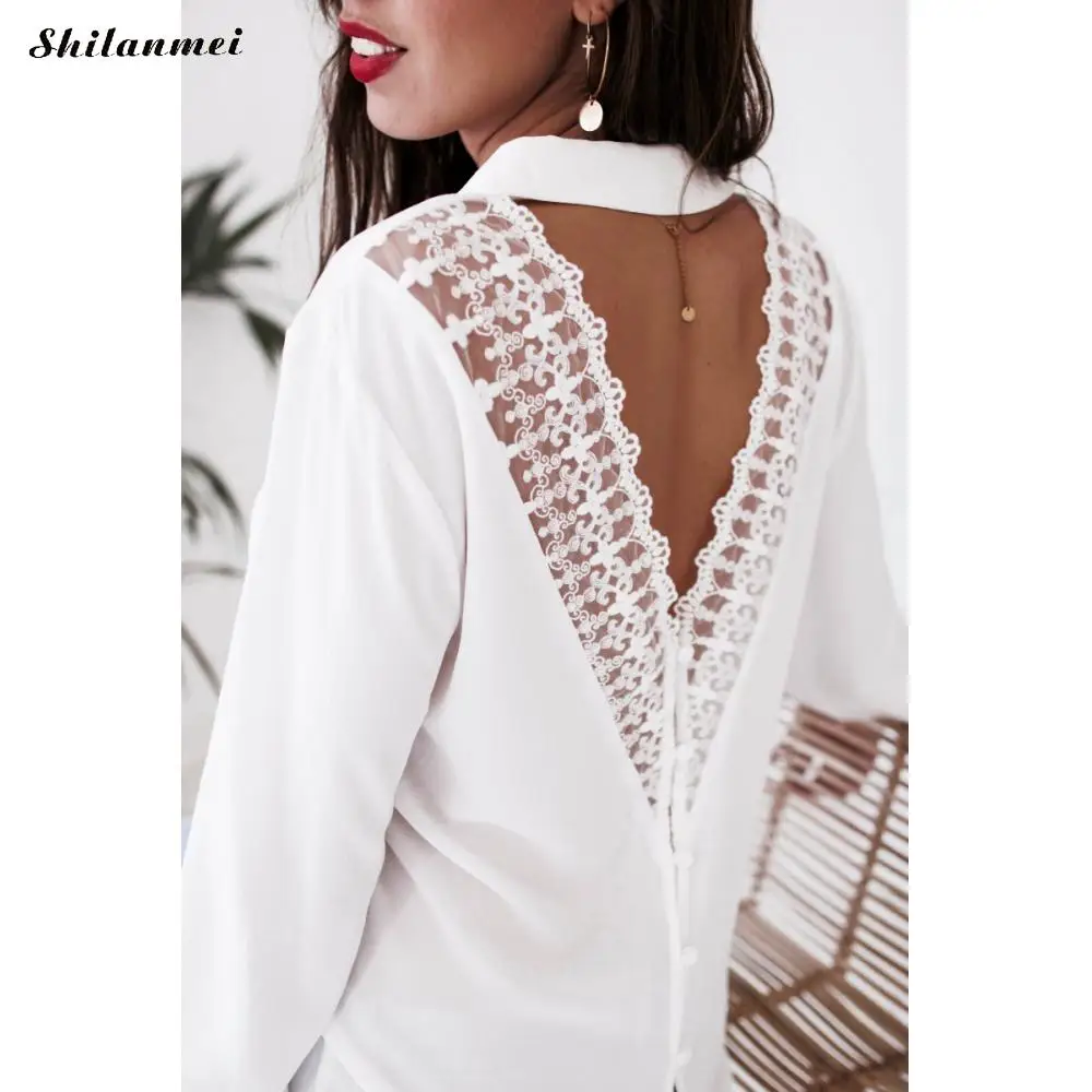 Elegant Women Long Sleeve Blouses White Hollow Back Lace backless Deep V Neck Slim Stylish Trendy Pull Femme Tops Blusas Female
Elegant Women Long Sleeve Blouses White Hollow Back Lace backless Deep V Neck Slim Stylish Trendy Pull Femme Tops Blusas Female