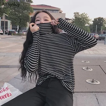 T-shirts Women Long Sleeve Harajuku Hip Hop Retro Striped Korean Style Simple Elegant Womens Clothing Soft Students Spring New
T-shirts Women Long Sleeve Harajuku Hip Hop Retro Striped Korean Style Simple Elegant Womens Clothing Soft Students Spring New