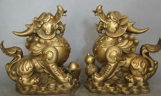 JP S0524 10" China Brass animal cucurbit Money Pi Xiu Unicorn Beast sculpture Statue Pair B0403
JP S0524 10" China Brass animal cucurbit Money Pi Xiu Unicorn Beast sculpture Statue Pair B0403