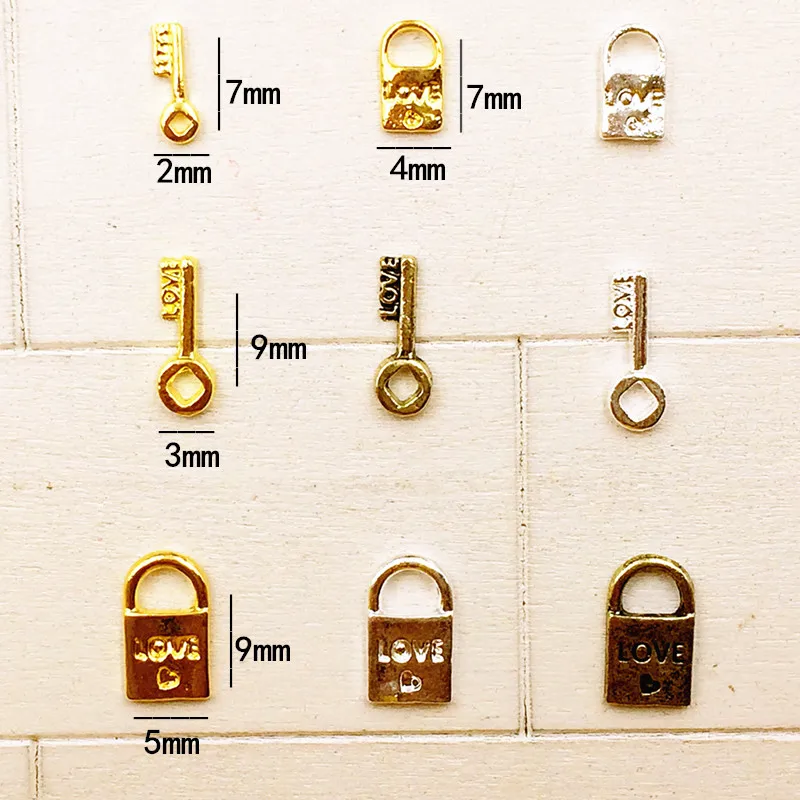 50Pcs/Lot Retro Gold Silver Key Lock with Love Metal Alloy Nail Art Decorations 3D DIY Nail Stickers Jewelry Nail Charms
50Pcs/Lot Retro Gold Silver Key Lock with Love Metal Alloy Nail Art Decorations 3D DIY Nail Stickers Jewelry Nail Charms