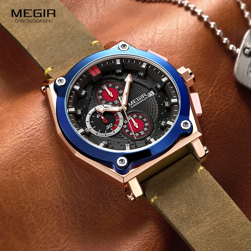 Megir Men Watches 2018 Luxury Brand Chronograph Brown Leather Strap Military Quartz Wrist Watch for Man Male 2098 Rose Blue
Megir Men Watches 2018 Luxury Brand Chronograph Brown Leather Strap Military Quartz Wrist Watch for Man Male 2098 Rose Blue