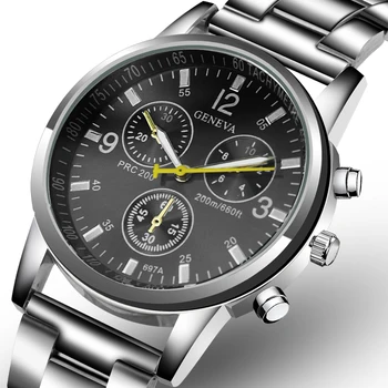 2020 New mens watches top luxury brand GENEVA Stainless steel belt Fashion male hours Business Quartz wristwatch designer time
2020 New mens watches top luxury brand GENEVA Stainless steel belt Fashion male hours Business Quartz wristwatch designer time