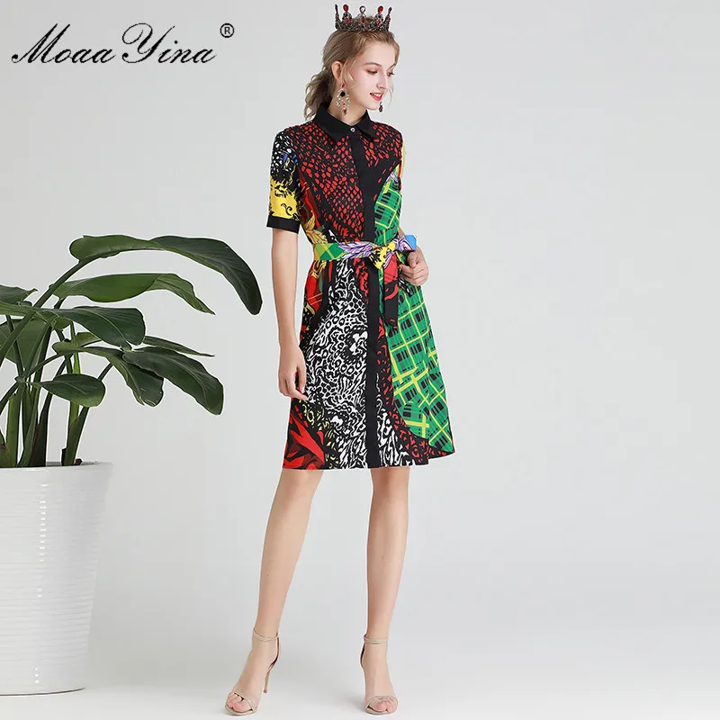 MoaaYina Fashion Designer Runway dress Spring Summer Women Dress Short sleeve Colorful Print Lace-up Dresses
MoaaYina Fashion Designer Runway dress Spring Summer Women Dress Short sleeve Colorful Print Lace-up Dresses