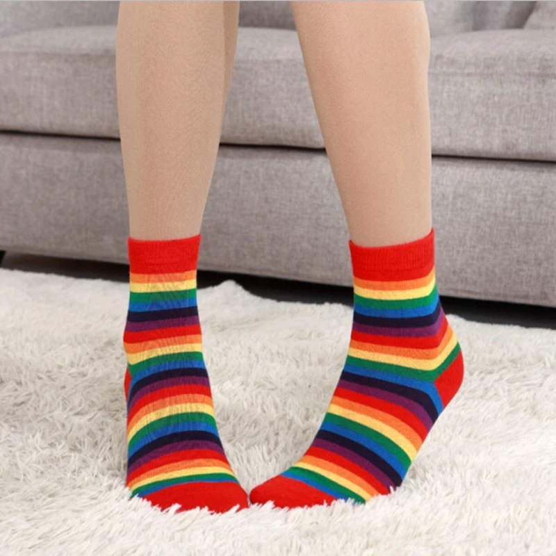 NEW 2019 Cute Casual Lady Rainbow Striped Cotton Woman Heart Rainbow Ankle-High Socks
NEW 2019 Cute Casual Lady Rainbow Striped Cotton Woman Heart Rainbow Ankle-High Socks