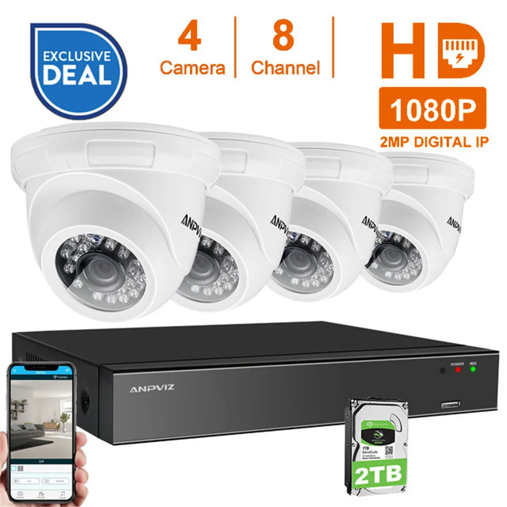 

8CH 1080P POE NVR Kit CCTV Security System 4PCS 2.0MP Vandalproof Dome Indoor Outdoor IP Camera P2P Video Surveillance System