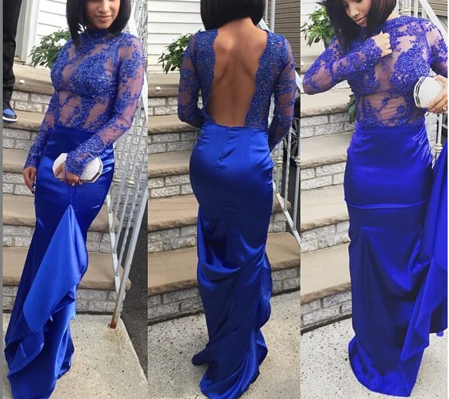 Hot 2016 Royal Blue Backless Mermaid Long Evening dresses Plus Size Long Sleeve Appliques Prom Gown Party Dress Vestido de noche
Hot 2016 Royal Blue Backless Mermaid Long Evening dresses Plus Size Long Sleeve Appliques Prom Gown Party Dress Vestido de noche