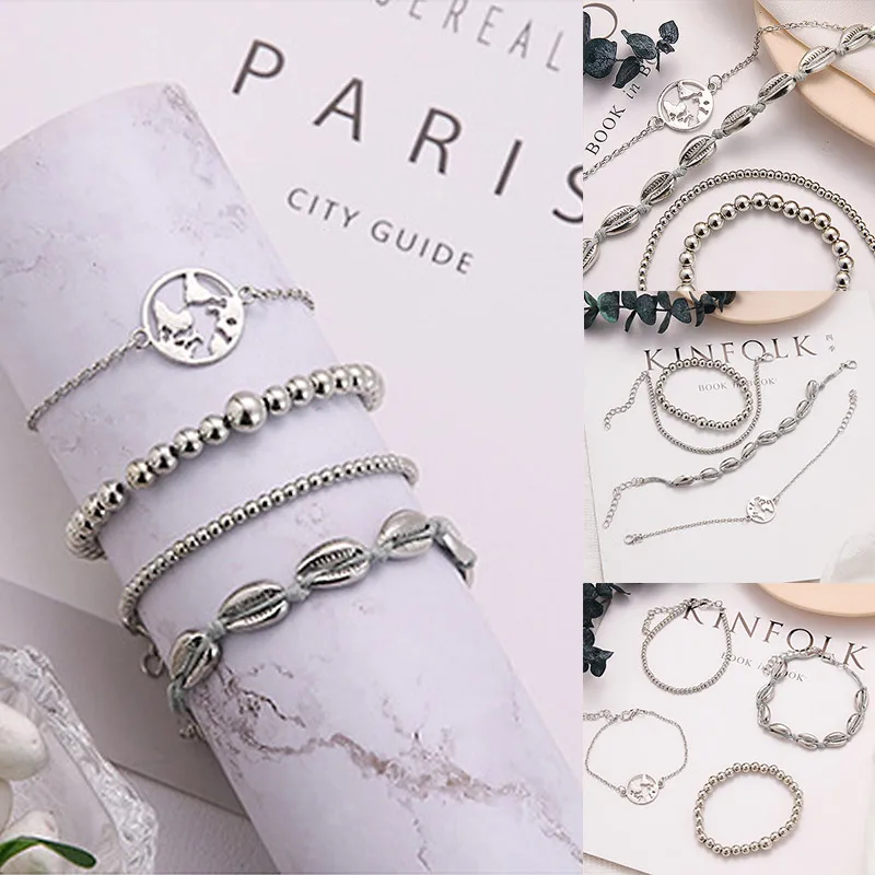 Vintage Alloy Bohemia Ocean Map Adjustable Beads Shell Bracelets Bangles Sets Chain Seaside Graceful Silver 4PCS/Set Wedding
Vintage Alloy Bohemia Ocean Map Adjustable Beads Shell Bracelets Bangles Sets Chain Seaside Graceful Silver 4PCS/Set Wedding