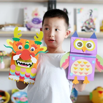 Children Toys Kindergarten DIY Paper Bag Hand Puppet Crafts Kids Toy Work Making Material Package Animal Sticker Painting
Children Toys Kindergarten DIY Paper Bag Hand Puppet Crafts Kids Toy Work Making Material Package Animal Sticker Painting