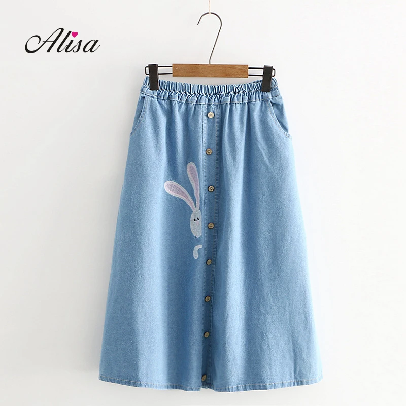 Embroidery Printed Skirts Denim Clothing Women Spring Casual High Waist A-line Skirts Solid Medium Long Ladies Skirts 2019 New
Embroidery Printed Skirts Denim Clothing Women Spring Casual High Waist A-line Skirts Solid Medium Long Ladies Skirts 2019 New