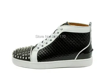 Men Sneakers 2018 Men Black Mixed White Leather Shoes Lace up High Top Sneakers Round Toe Rivets Studs Trainers Fashion Shoes
Men Sneakers 2018 Men Black Mixed White Leather Shoes Lace up High Top Sneakers Round Toe Rivets Studs Trainers Fashion Shoes