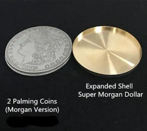 Image Free Shipping! Expanded Shell +2 Palming coins Magic Set Coin Appearing Tricks Coin Magic 3.8cm,Close Up,Illusion,Fun