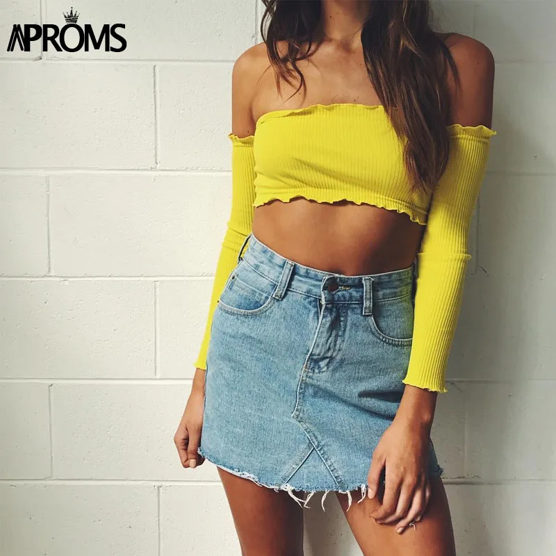 Aproms Yellow Off Shoulder Ruffles Tank Top Women Short Tees T-shirt Sexy Elastic Camisole Crop Top Casual 90s Cool Party Tops
Aproms Yellow Off Shoulder Ruffles Tank Top Women Short Tees T-shirt Sexy Elastic Camisole Crop Top Casual 90s Cool Party Tops