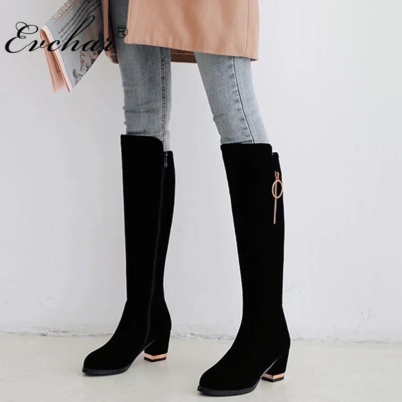 EVCHAR Fashion High Quality Women Knee High Boots Square High Heel Pointed Toe Fashion Zipper Women Boots large Size 32-43
EVCHAR Fashion High Quality Women Knee High Boots Square High Heel Pointed Toe Fashion Zipper Women Boots large Size 32-43