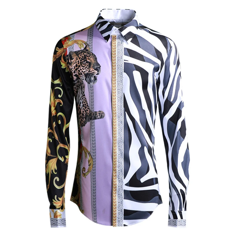 New Animal Tiger Print Men Shirts Fashion Spliced Color Long Sleeve Slim Fit Shirt Original Design Europe Streetwear 55-100KG
New Animal Tiger Print Men Shirts Fashion Spliced Color Long Sleeve Slim Fit Shirt Original Design Europe Streetwear 55-100KG