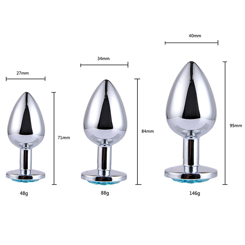 3pcs/Set Metal Anal Plug Jewelry Butt Stainless Steel Anal Plug Crystal Jewelry Adult Sex Toys For Women & Men