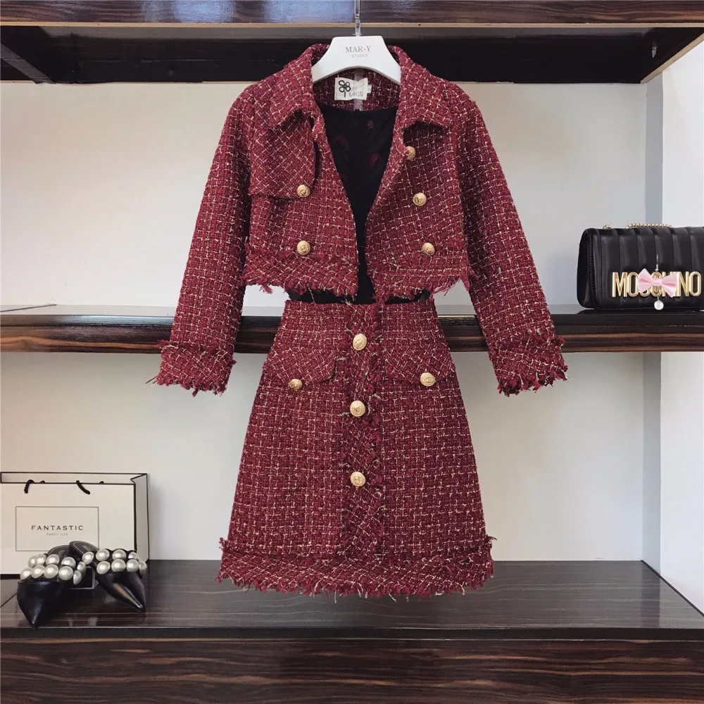 New Year Party 2019 Luxury Design Autumn Winter Women Short Style Blazer coat + Skirt 2 pcs Sets Fashion Suits A565
New Year Party 2019 Luxury Design Autumn Winter Women Short Style Blazer coat + Skirt 2 pcs Sets Fashion Suits A565