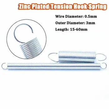 10Pcs White Zinc Plated Wire Diameter 0.5mm Extension Spring Tension Spring With Hook Outer Diameter 3mm Length 15-60mm
10Pcs White Zinc Plated Wire Diameter 0.5mm Extension Spring Tension Spring With Hook Outer Diameter 3mm Length 15-60mm