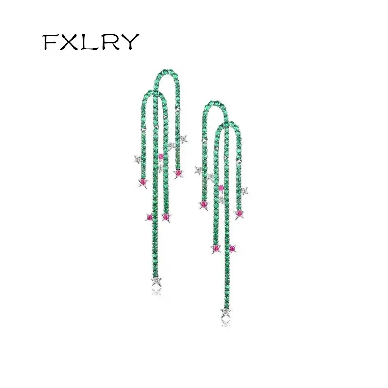 FXLRY Luxury High-grade green zircon pentagram earrings long section will swing fashion Wedding Earring for women
FXLRY Luxury High-grade green zircon pentagram earrings long section will swing fashion Wedding Earring for women
