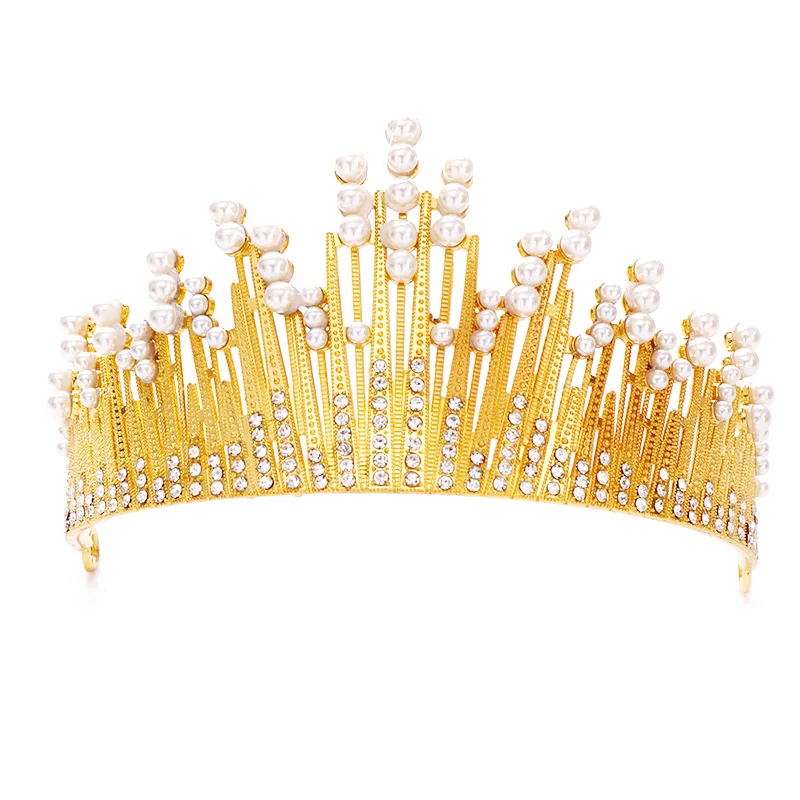 Trendy Gold Color pearl Rhinestone Tiara Wedding Crown Bridal Hair Accessories Queen Diadema Headpiece Hair Jewelry For Braids
Trendy Gold Color pearl Rhinestone Tiara Wedding Crown Bridal Hair Accessories Queen Diadema Headpiece Hair Jewelry For Braids
