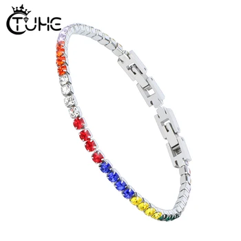 New Fashion Rainbow Bracelet for Women 2mm 3mm Width Square Colorful Crystal Pave Tennis Women Bracelet Exquisite Jewelry Gift
New Fashion Rainbow Bracelet for Women 2mm 3mm Width Square Colorful Crystal Pave Tennis Women Bracelet Exquisite Jewelry Gift