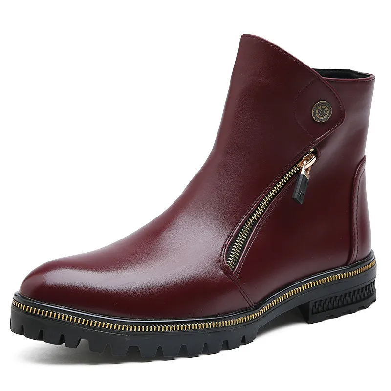 2019 Men High Top Boots Gold Zipper Rain Boots Fashion Casual Botas Anti-skid Waterproof Ankle Boots Burgundy Black 
2019 Men High Top Boots Gold Zipper Rain Boots Fashion Casual Botas Anti-skid Waterproof Ankle Boots Burgundy Black
