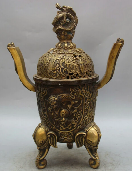 JP S0524 16" Marked Chinese Copper 3 Foot Elephant Head Dragon Incense Burner Censer
JP S0524 16" Marked Chinese Copper 3 Foot Elephant Head Dragon Incense Burner Censer