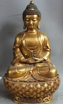 

JP S0524 24" Tibet Tibetan Buddhism Bronze Gild Seat Shakyamuni Amitabha Buddha Statue