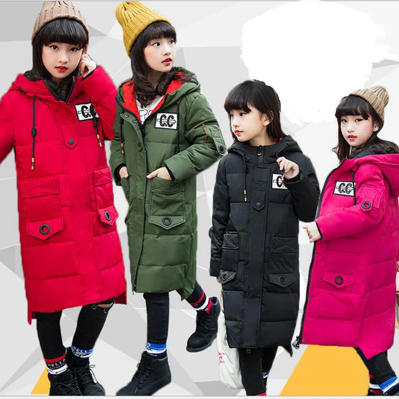 Children's Down Jackets 90% white Duck Down coats for girls X-Long hooded outwear casual kids outdoor warm jackets for 5-12Years 
Children's Down Jackets 90% white Duck Down coats for girls X-Long hooded outwear casual kids outdoor warm jackets for 5-12Years
