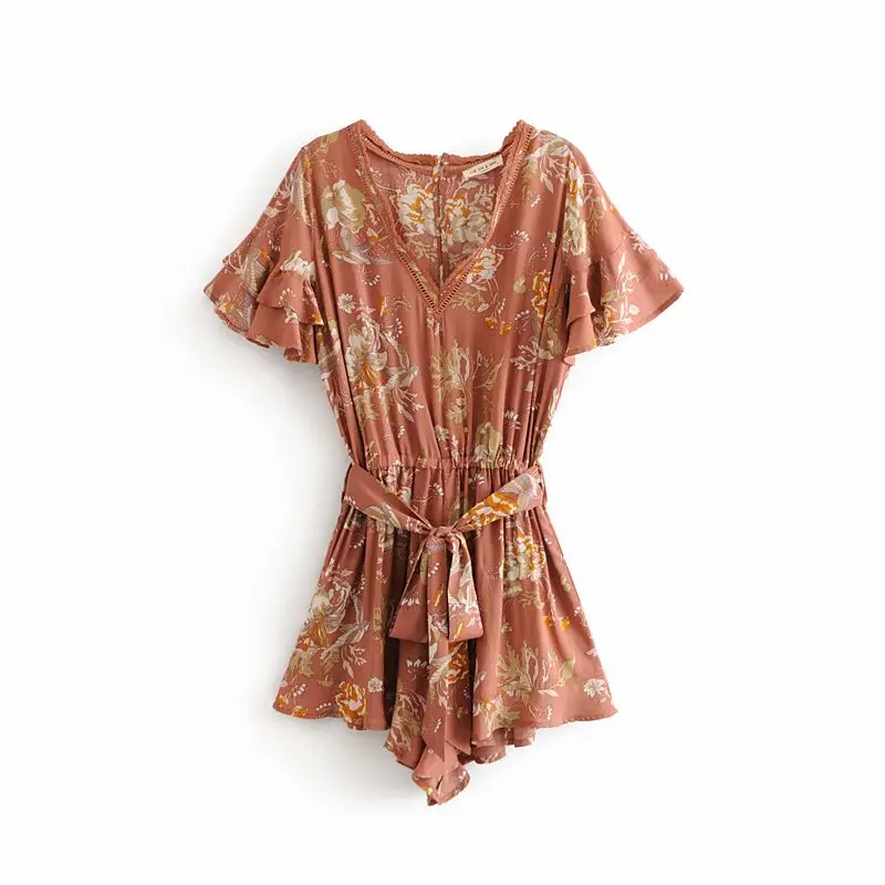 GYPSY Boho Summer Beach Vintage Floral Print Sashes Playsuits Women Fashion V Neck Lace Patchwork Ruffles Jumpsuits Body Femme
GYPSY Boho Summer Beach Vintage Floral Print Sashes Playsuits Women Fashion V Neck Lace Patchwork Ruffles Jumpsuits Body Femme