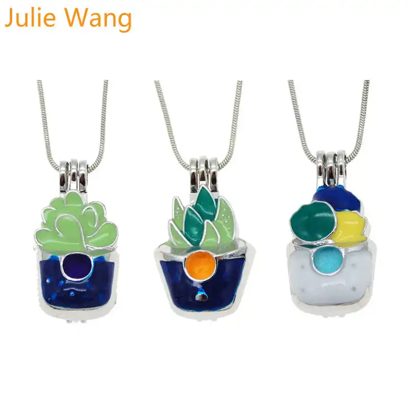 Julie Wang Alloy Women Enamel Colorful Potted Plant Pendant Pearl Beads Cage Essential Oil Diffuser Locket Necklace Girl Jewelry
Julie Wang Alloy Women Enamel Colorful Potted Plant Pendant Pearl Beads Cage Essential Oil Diffuser Locket Necklace Girl Jewelry