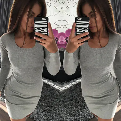 2018 Autumn Spring Women Long Sleeve Dresses Casual Knitted Sweater Solid Color Jumper Mini Cotton Dress
2018 Autumn Spring Women Long Sleeve Dresses Casual Knitted Sweater Solid Color Jumper Mini Cotton Dress