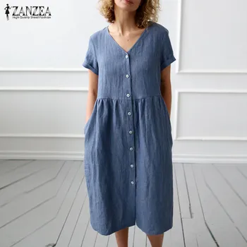 ZANZEA 2020 Summer Dress Women Casual Long Shirts Vestidos Short Sleeve Pockets Sundress Buttons Down Mid Calf Dresses Plus Size
ZANZEA 2020 Summer Dress Women Casual Long Shirts Vestidos Short Sleeve Pockets Sundress Buttons Down Mid Calf Dresses Plus Size