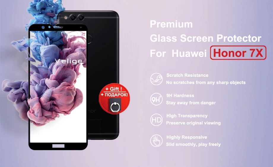 Velige 2.5D Full Cover Tempered Glass for Huawei Honor 7X Honor7X 7 X Screen Protector Ultra Thin Safety Glass Film (5)