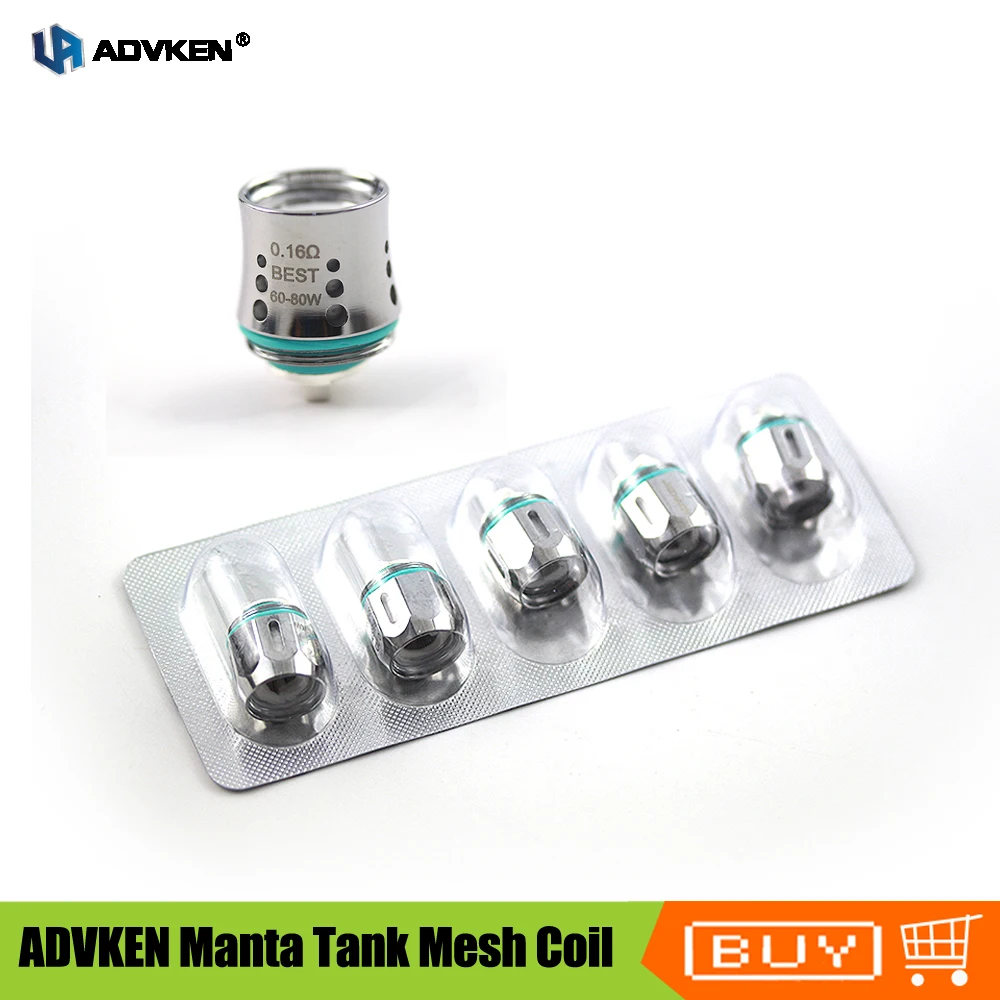 Фото Original ADVKEN Manta Tank Mesh Coil 0.16ohm 0.2ohm sub ohm atomizer mesh coil core head for Advken MANTA | Электроника
