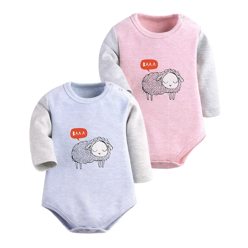 

Baby Bodysuits 2 Pieces Baby Girl And Baby Boy Cotton Clothes Spring Long Sleeve Warm Clothes New born baby Ropa Cartoon Style