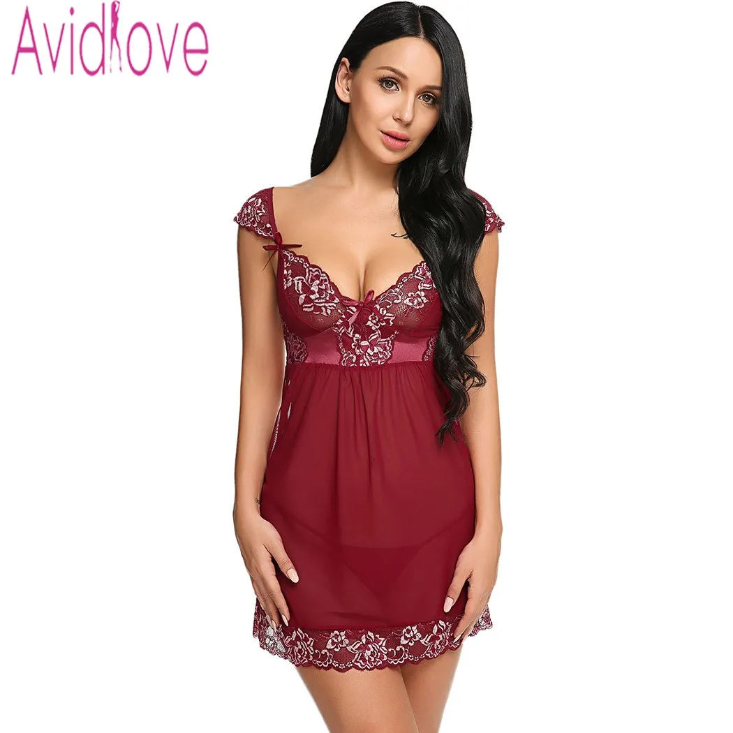 Avidlove Female Hot Erotic Lingerie Nightwear Cap Sleeve Lace-trimmed Hem Bow Decor Sexy See Through Mini Babyboll with Thong
Avidlove Female Hot Erotic Lingerie Nightwear Cap Sleeve Lace-trimmed Hem Bow Decor Sexy See Through Mini Babyboll with Thong